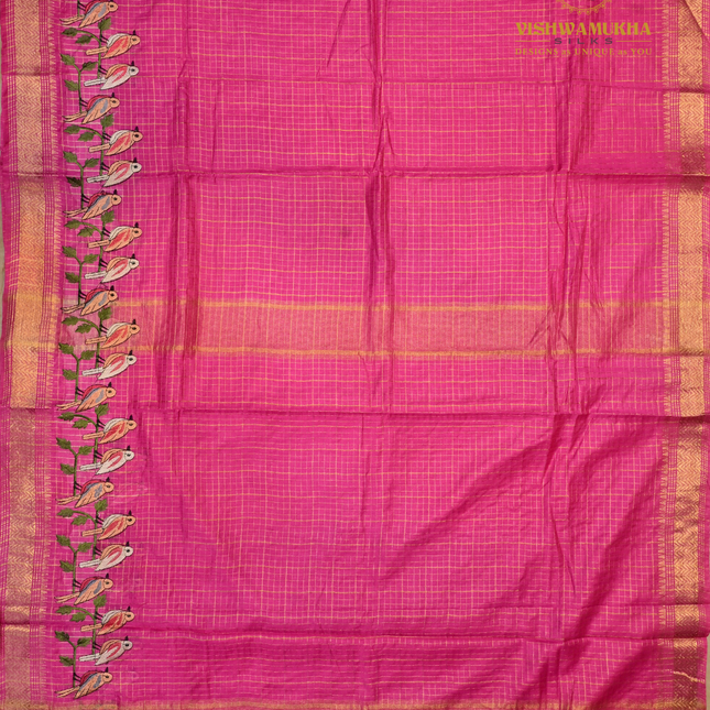 Chanderi saree-VSC34 Rani Pink (4)