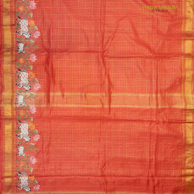 Chanderi saree-VSC32 Tomato (4)