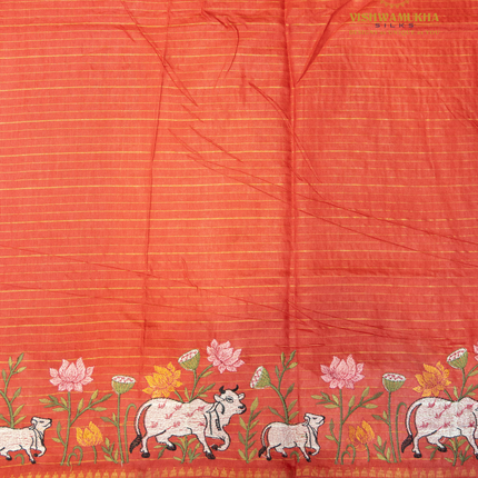 Chanderi saree-VSC32 Tomato (4)