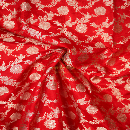 SHINY RED  PURE BANARAS KATAN