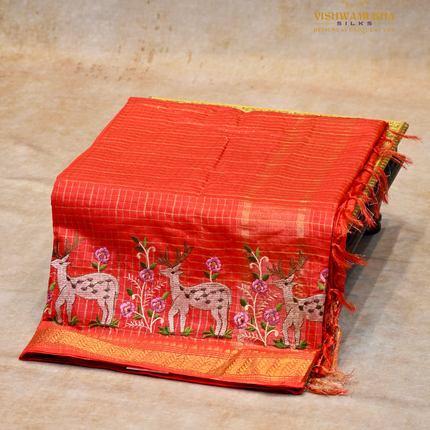 Chanderi saree-VSC29 Tomato (5)