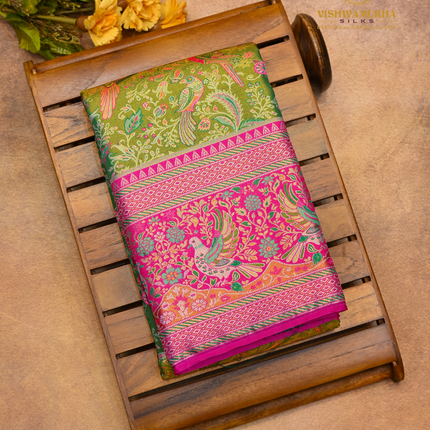 Semi pattu Meenakari-VSSP59E Green