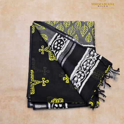 Linen Sarees-VSL18 Balck