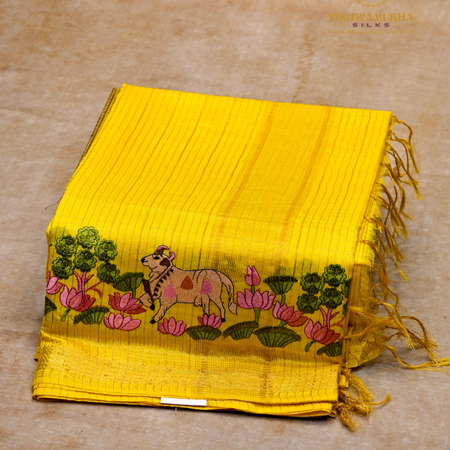 Chanderi saree-VSC27  Yellow(4)