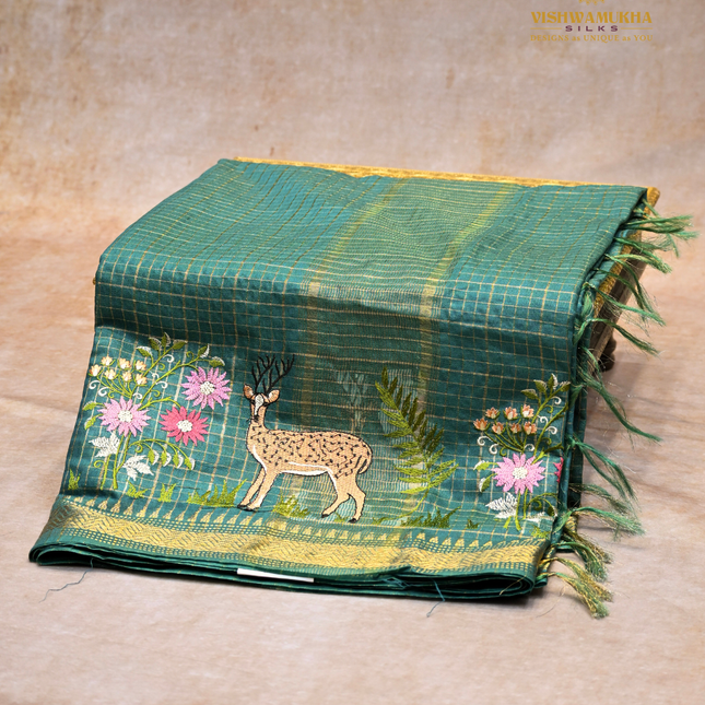 Chanderi saree-VSC31 Peacock blue (5)