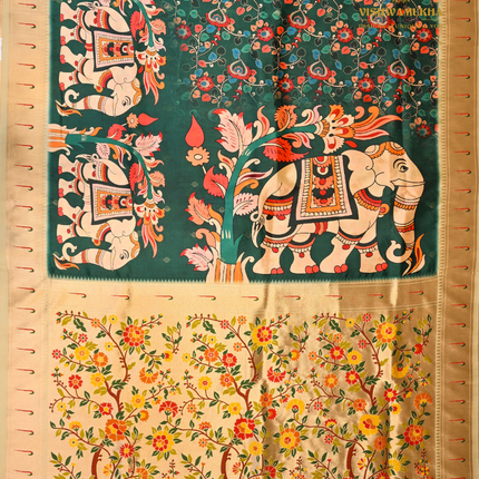 Semi Paithani-VSPT1E Green
