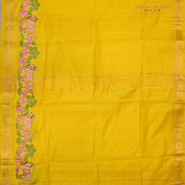 Chanderi saree-VSC27  Yellow(4)