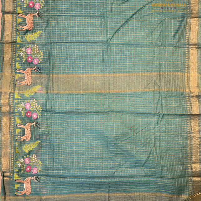 Chanderi saree-VSC31 Peacock blue (5)