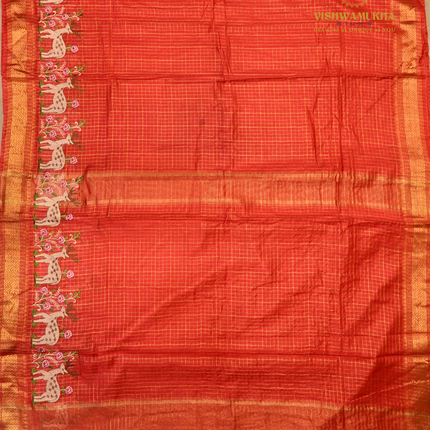 Chanderi saree-VSC29 Tomato (5)