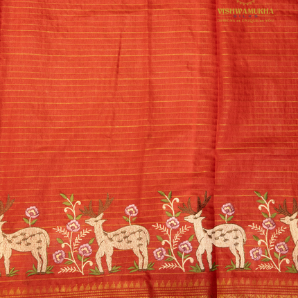 Chanderi saree-VSC29 Tomato (5)