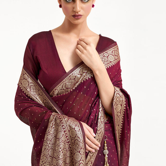 Shades of Walnut Woven Banarasi Silk Saree