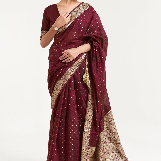 Shades of Walnut Woven Banarasi Silk Saree