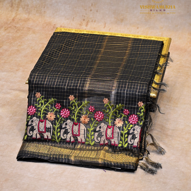 Chanderi saree-VSC30 Black(6)