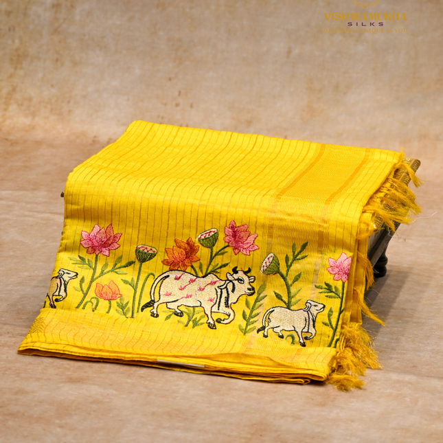 Chanderi saree-VSC32 Yellow (6)