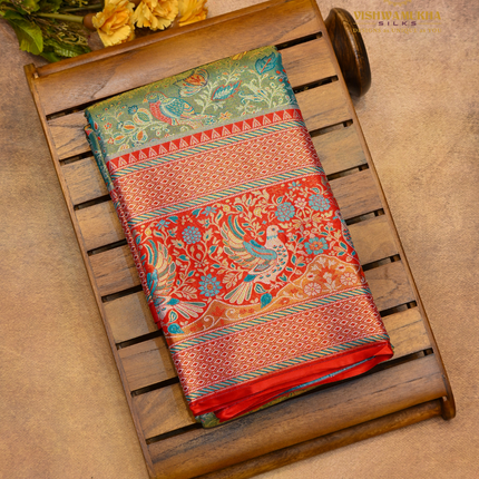 Semi pattu Meenakari-VSSP59F Green