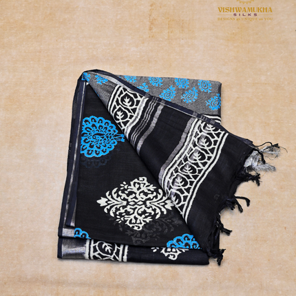 Linen Sarees-VSL19 Balck