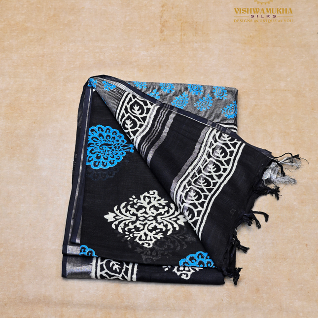 Linen Sarees-VSL19 Balck