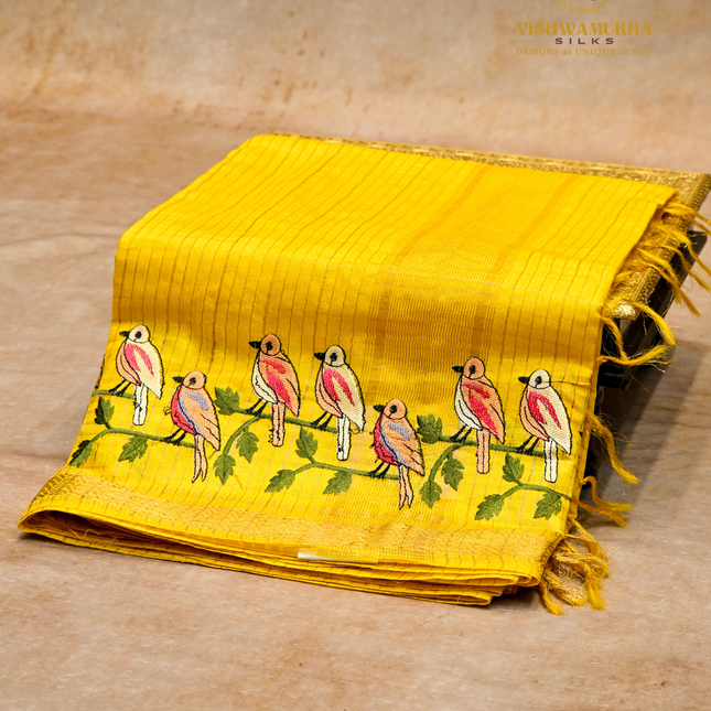 Chanderi saree-VSC34 Yellow (6)