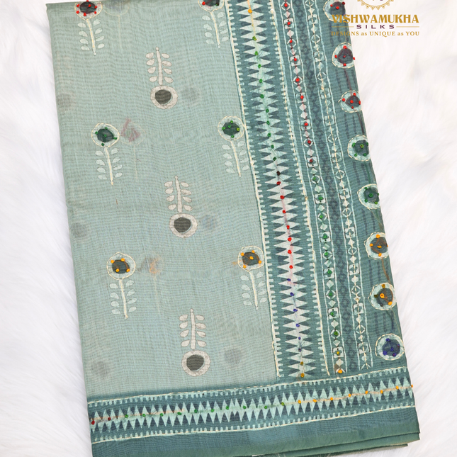 Chanderi Sarees-VSC40B Sea green
