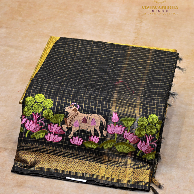 Chanderi saree-VSC27  Black (5)