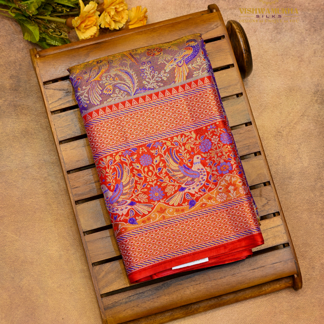 Semi pattu Meenakari-VSSP59 lavender