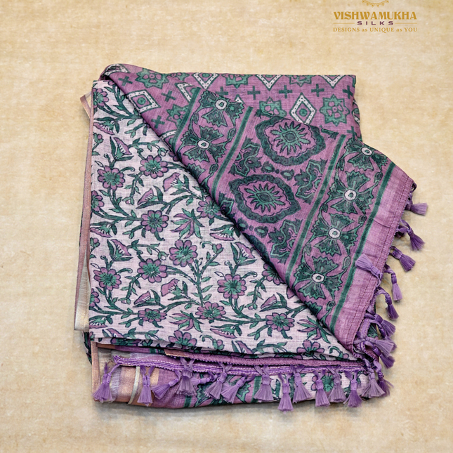 Linen Sarees-VSL13 Lavender