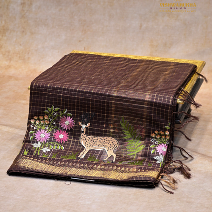 Chanderi saree-VSC31 Brown