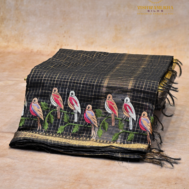 Chanderi saree-VSC34 Black