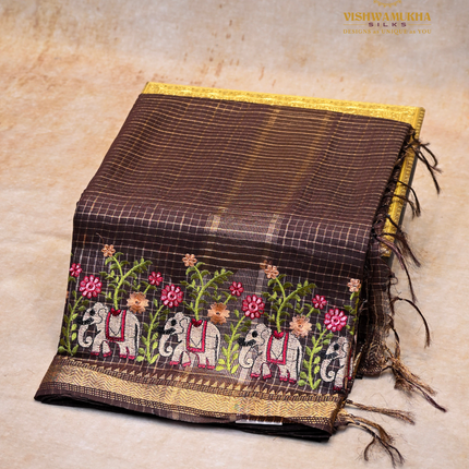 Chanderi saree-VSC30 Brown
