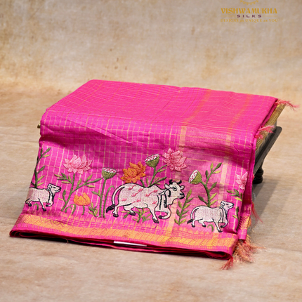 Chanderi saree-VSC32 Rani pink