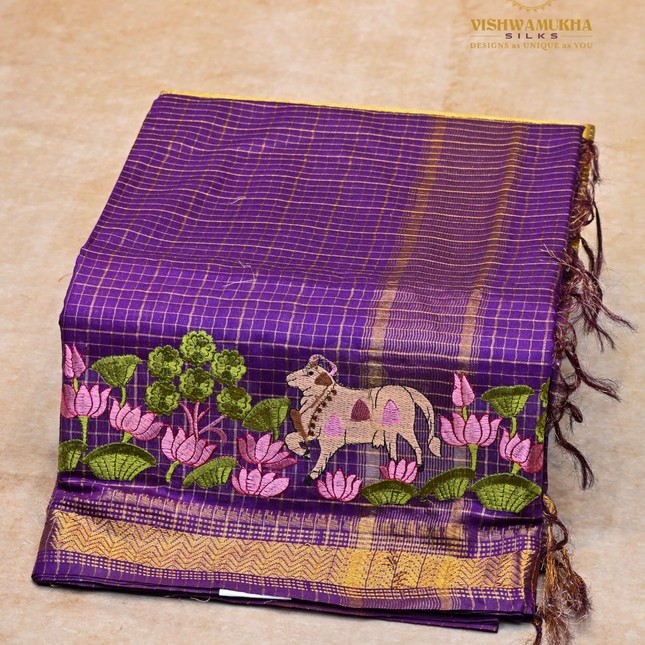 Chanderi saree-VSC27 Blue Purple