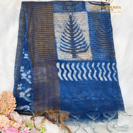 Chanderi Saree-VSC1 Indigo Blue