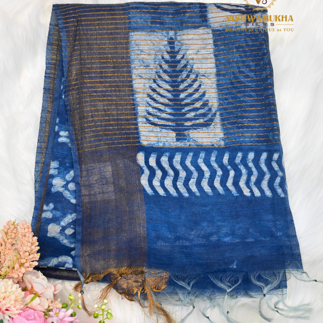 Chanderi Saree-VSC1 Indigo Blue