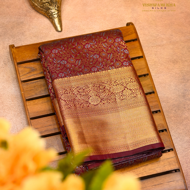 Semi pattu sarees-VSSP54 Maroon