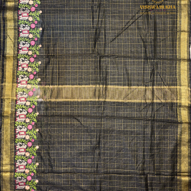 Chanderi saree-VSC30 Black(6)