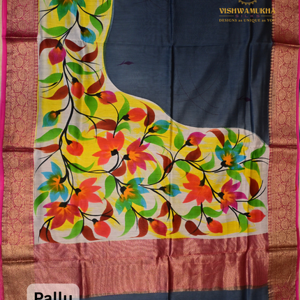 Chanderi Sarees-VSC43G Elelphant Grey