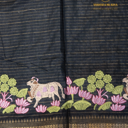 Chanderi saree-VSC27  Black (5)