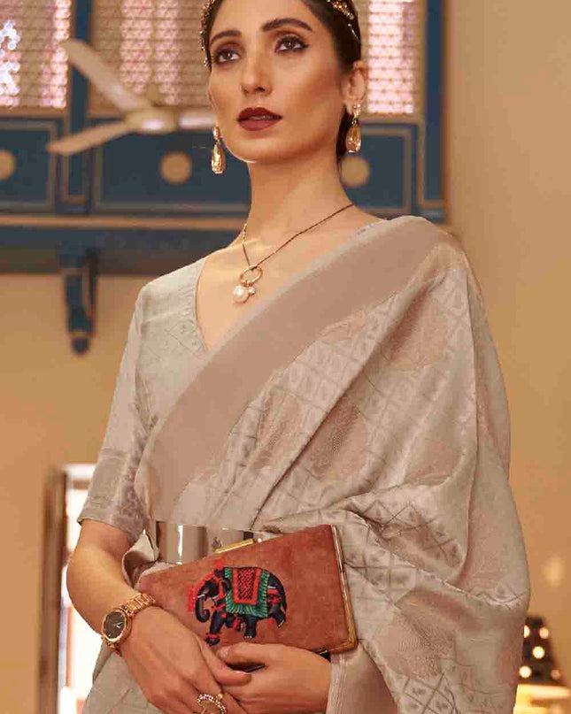 Beige Handloom Weave Banarasi Silk Saree