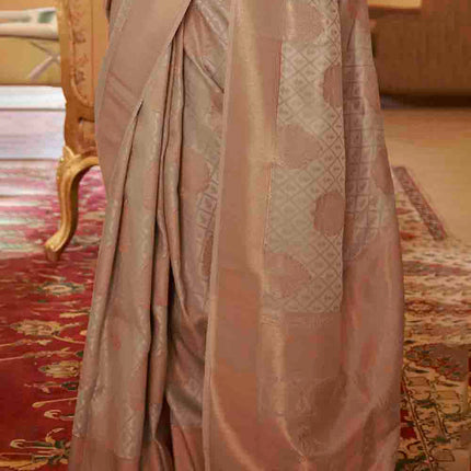 Beige Handloom Weave Banarasi Silk Saree
