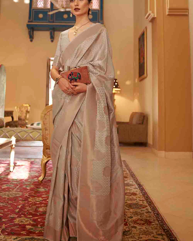 Beige Handloom Weave Banarasi Silk Saree