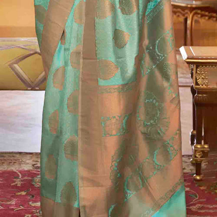 Ocean Green Handloom Weave Banarasi Silk Saree