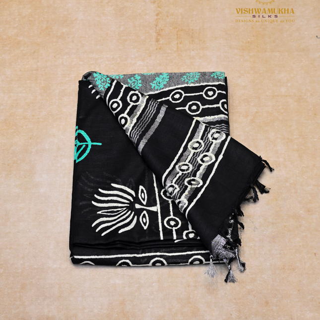 Linen Sarees-VSL20 Black