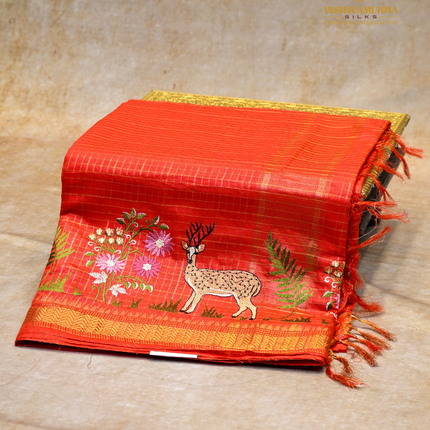 Chanderi saree-VSC31 Tomato (7)