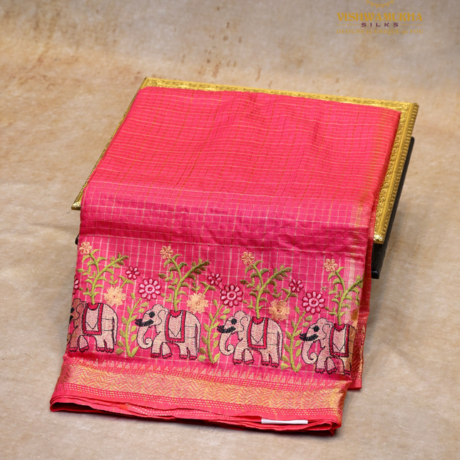 Chanderi saree-VSC30 pink(7)