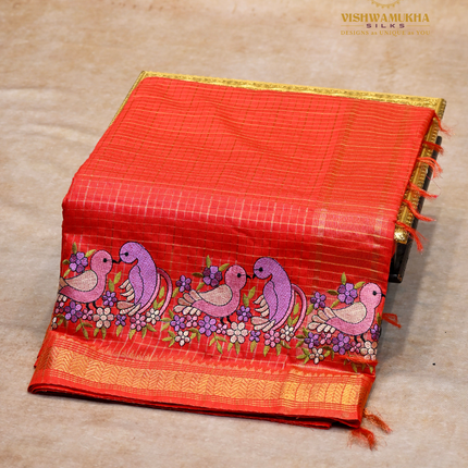 Chanderi saree-VSC33 Tomato (7)