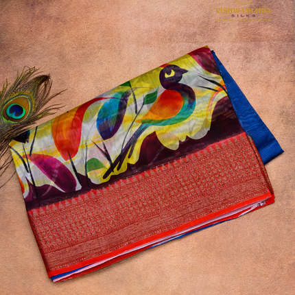Chanderi Sarees-VSC43E Peacock blue