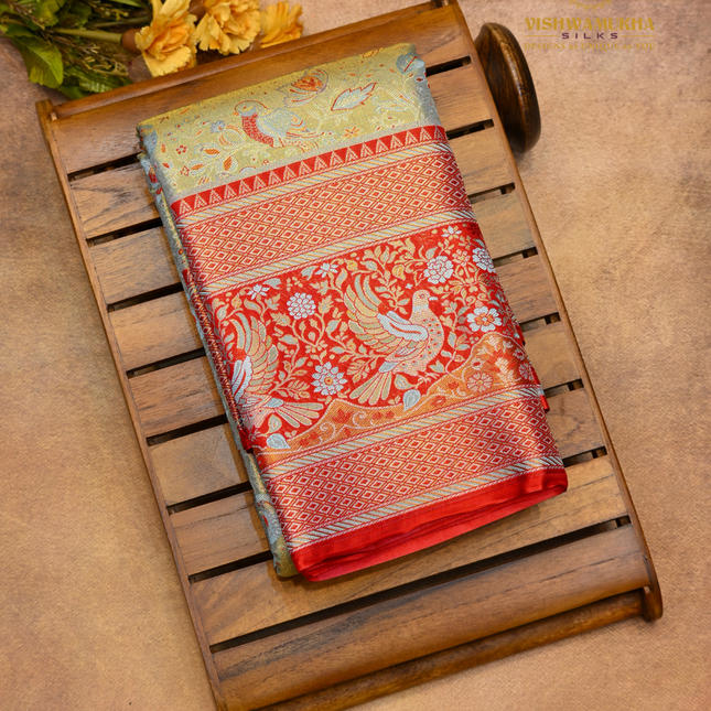 Semi pattu Meenakari-VSSP59G Sea blue