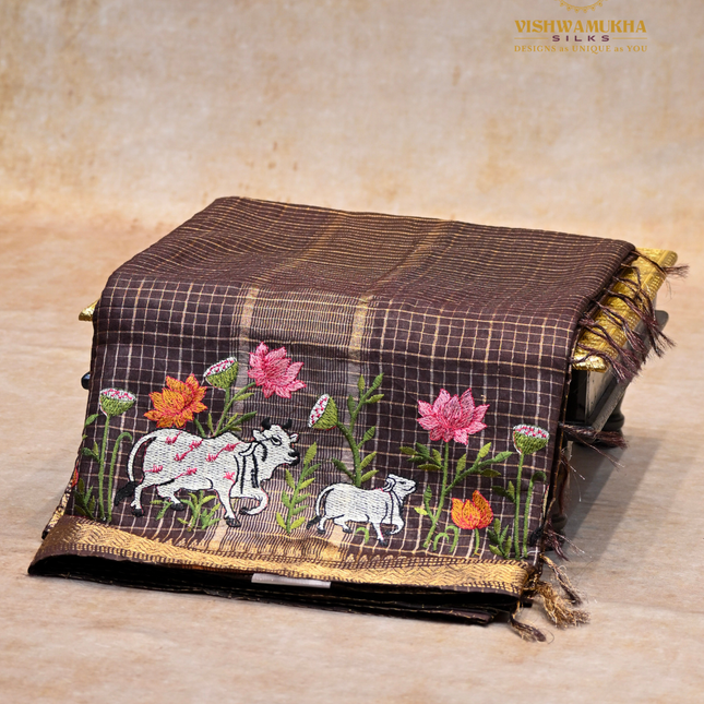 Chanderi saree-VSC32 Brown (7)
