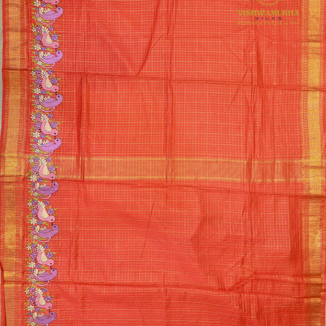 Chanderi saree-VSC33 Tomato (7)