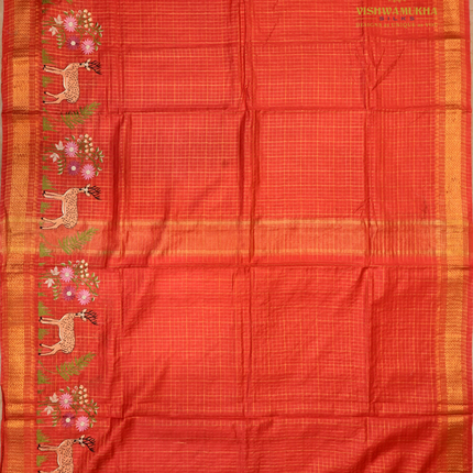 Chanderi saree-VSC31 Tomato (7)